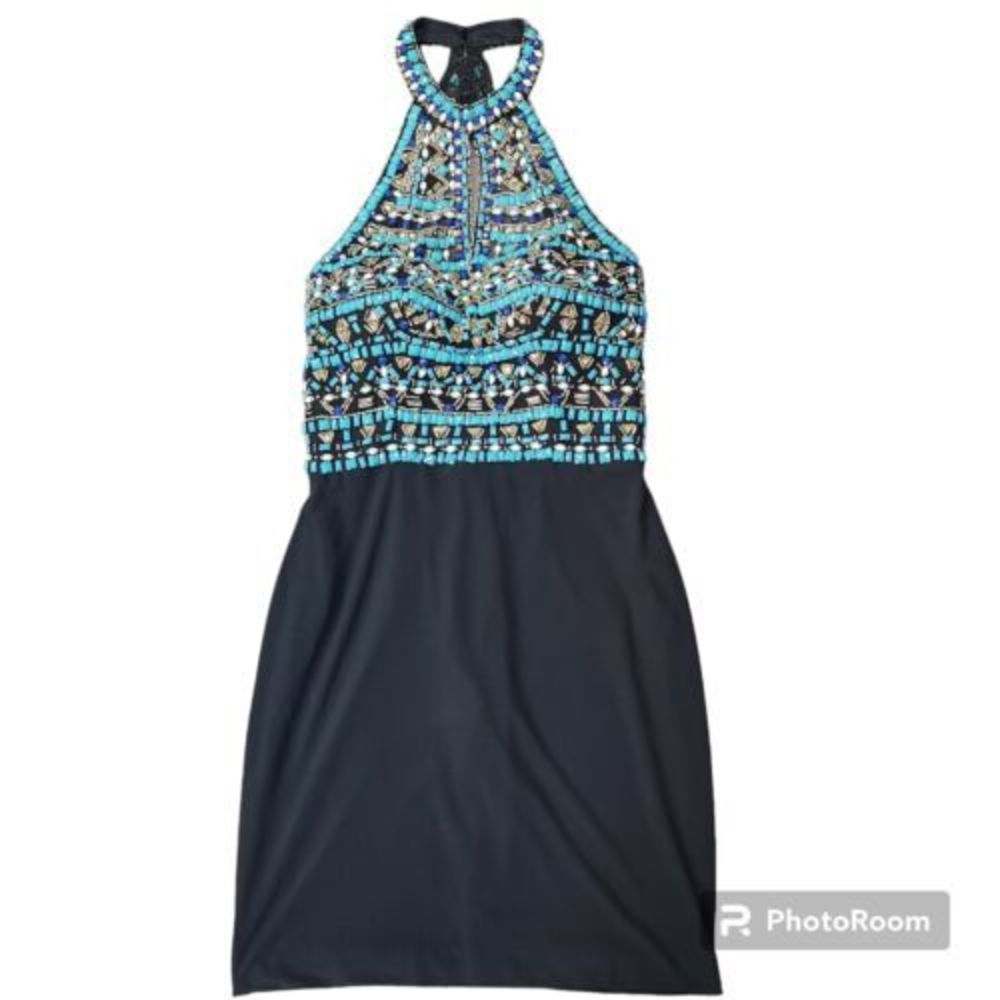 NEW Rachel Allen 4079 Dress‎ Size 6 Black with Sequin Beads Prom Cocktail Formal